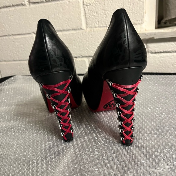 Women’s Black & Hot Pink Metal Mulisha Corset High Heels-Size 10 USA - Picture 2 of 15